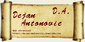 Dejan Antonović vizit kartica